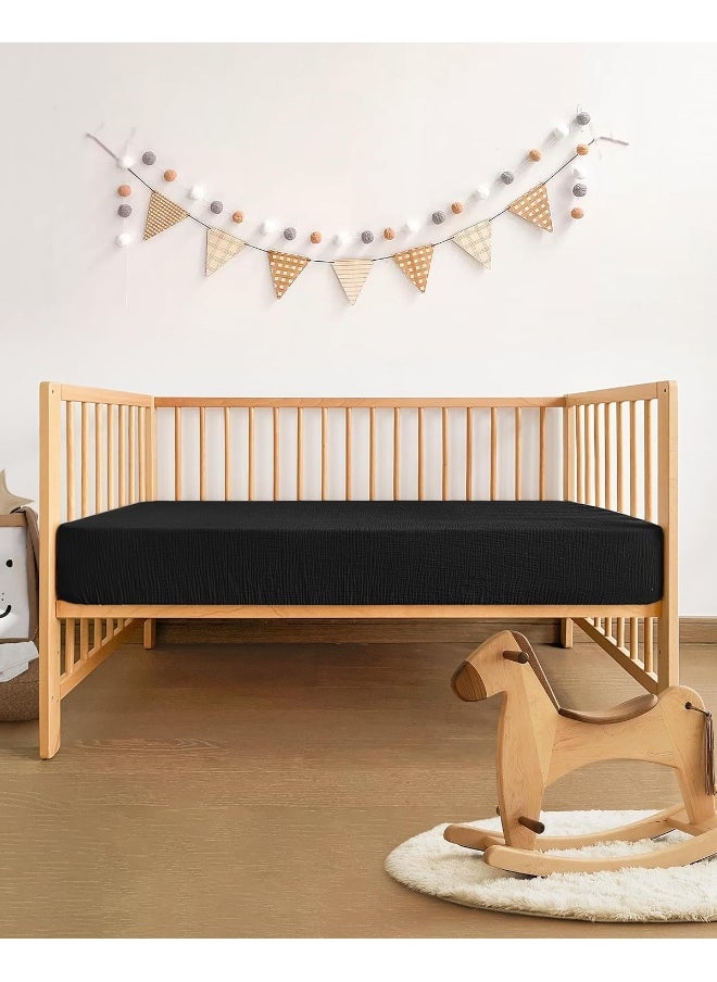Pro Goleem Muslin Crib Sheets for Boys and Girls, Soft Breathable Fitted Cotton Baby Bed Sheets for Standard Crib Mattress & Toddler Mattress (52