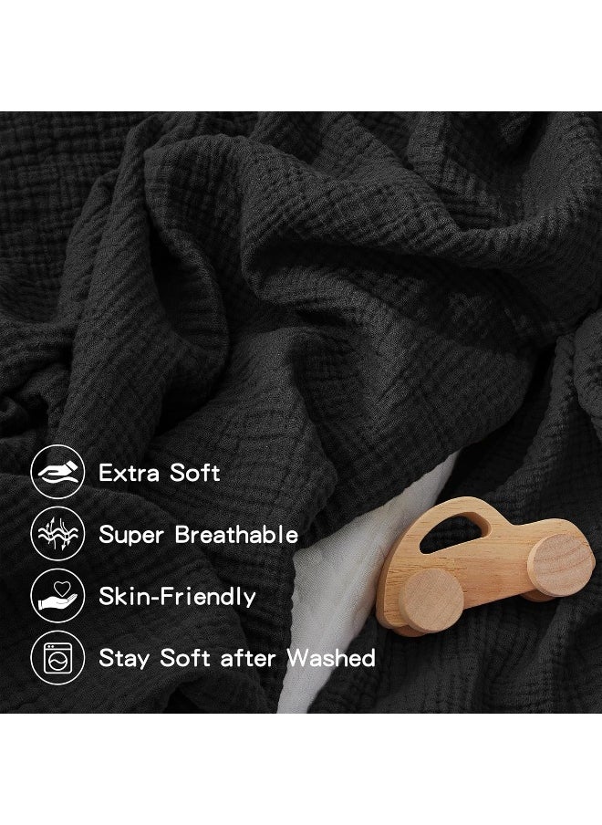 Pro Goleem Muslin Crib Sheets for Boys and Girls, Soft Breathable Fitted Cotton Baby Bed Sheets for Standard Crib Mattress & Toddler Mattress (52