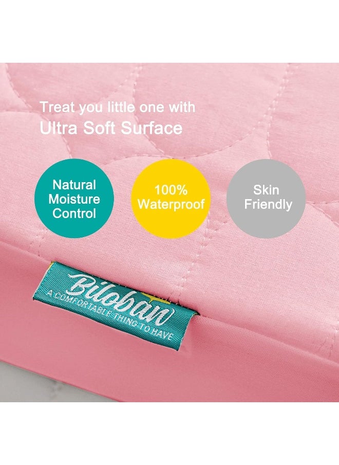 Biloban Mini Crib Mattress Protector 2 Pack Waterproof, Quilted 38