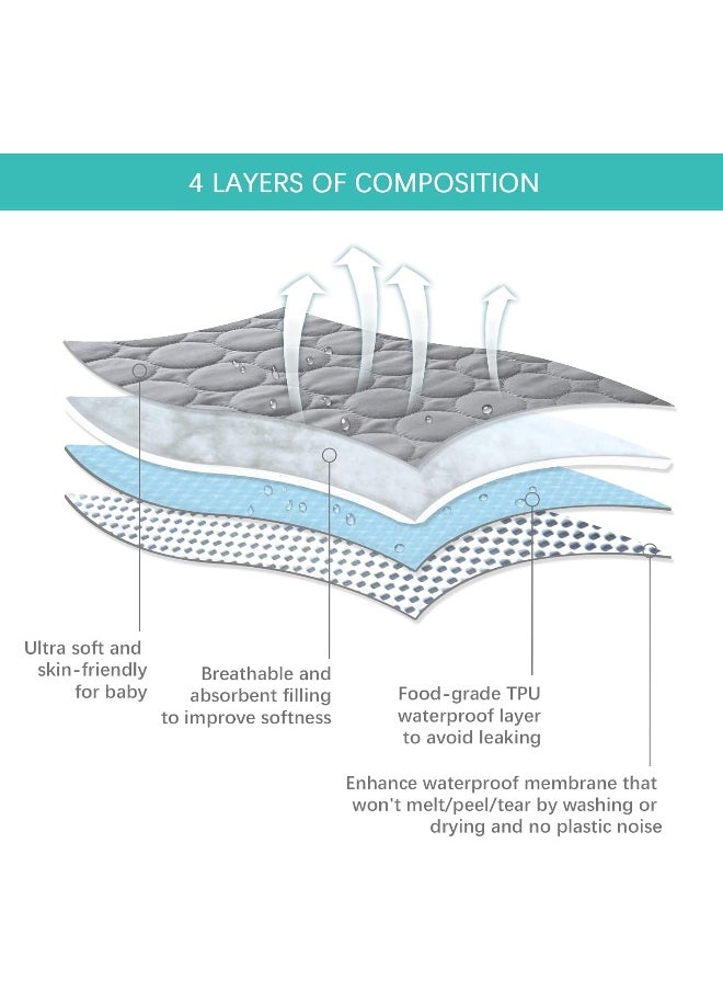 Biloban Mini Crib Mattress Protector 2 Pack Waterproof, Quilted 38