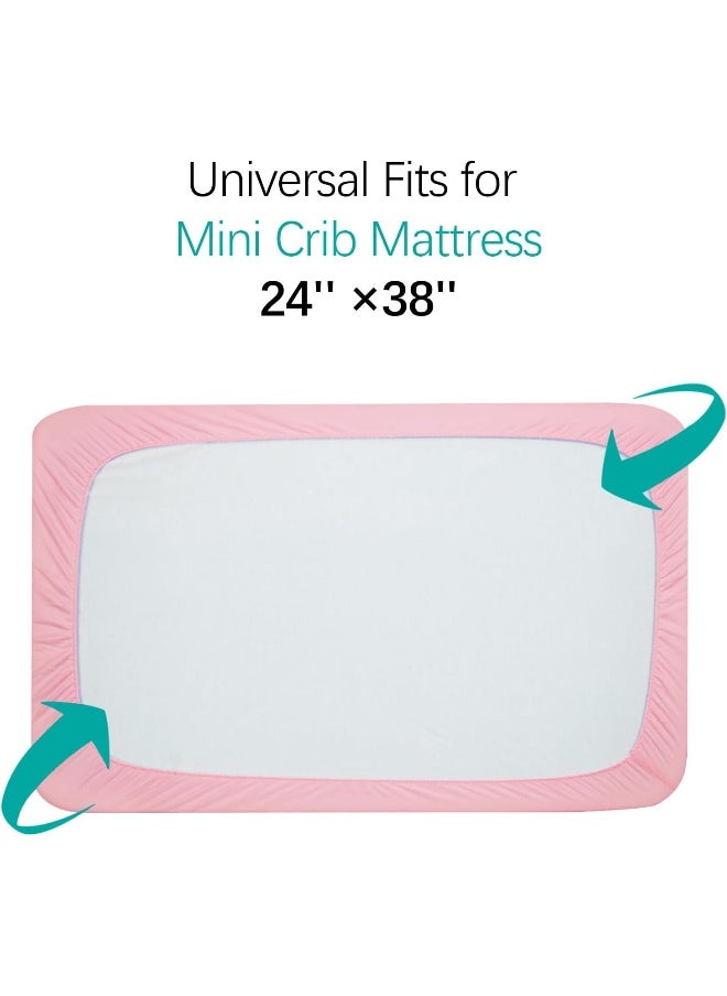Biloban Mini Crib Mattress Protector 2 Pack Waterproof, Quilted 38