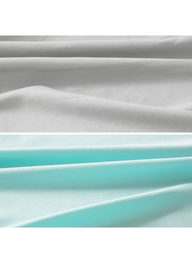 Biloban Pack and Play Sheets Fitted, 2 Pack Portable Playard | Mini Crib Sheets, Ultra Soft Microfiber Pack N Play Sheet for Boys and Girls, Grey & Aqua