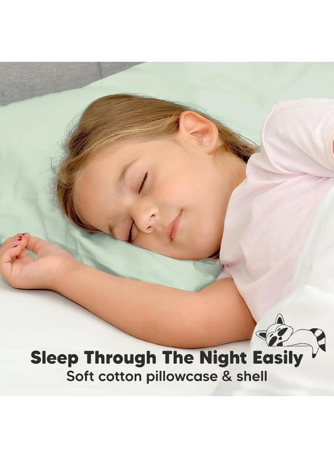 Toddler Pillow with Pillowcase - 13x18 My Little Dreamy Kids Travel Bed Pillows for Sleeping, Organic Cotton Small Pillowcase, Soft & Breathable, Machine Washable, Toddlers 2-5 Years Old (Sage)
