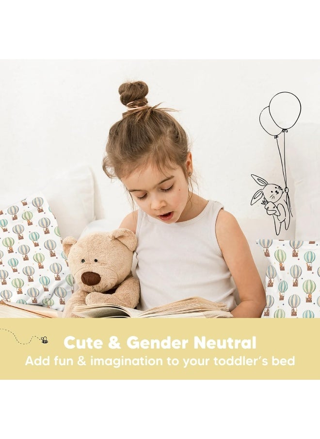 Toddler Pillow with Pillowcase - 33x45 My Little Dreamy Kids Travel Bed Pillows for Sleeping, Organic Cotton Small Pillowcase, Soft & Breathable, Machine Washable, Toddlers (Hot Air Balloon)