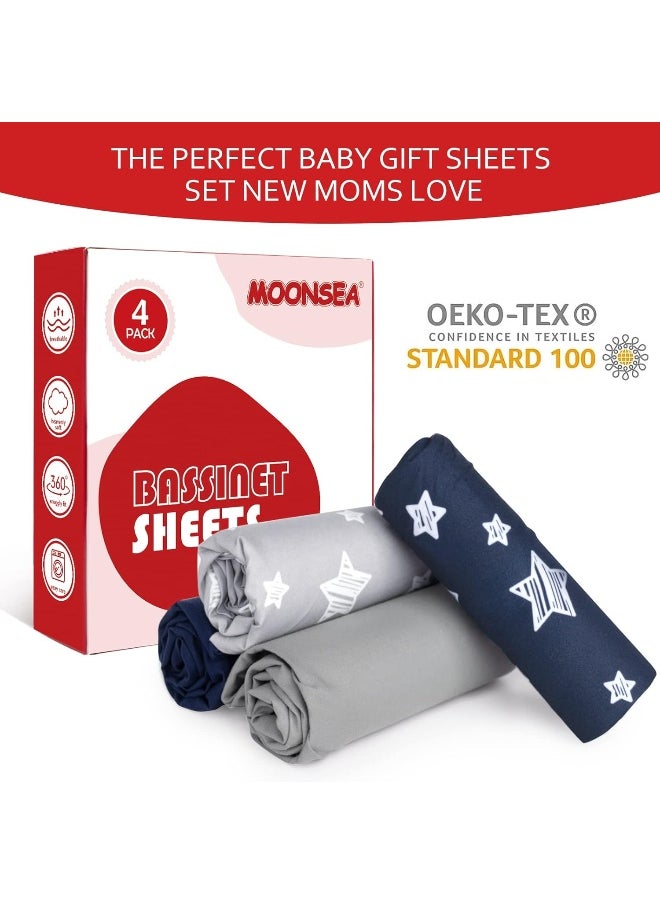 Moonsea Bassinet Sheets for Baby Boys Girls 4 Pack(33