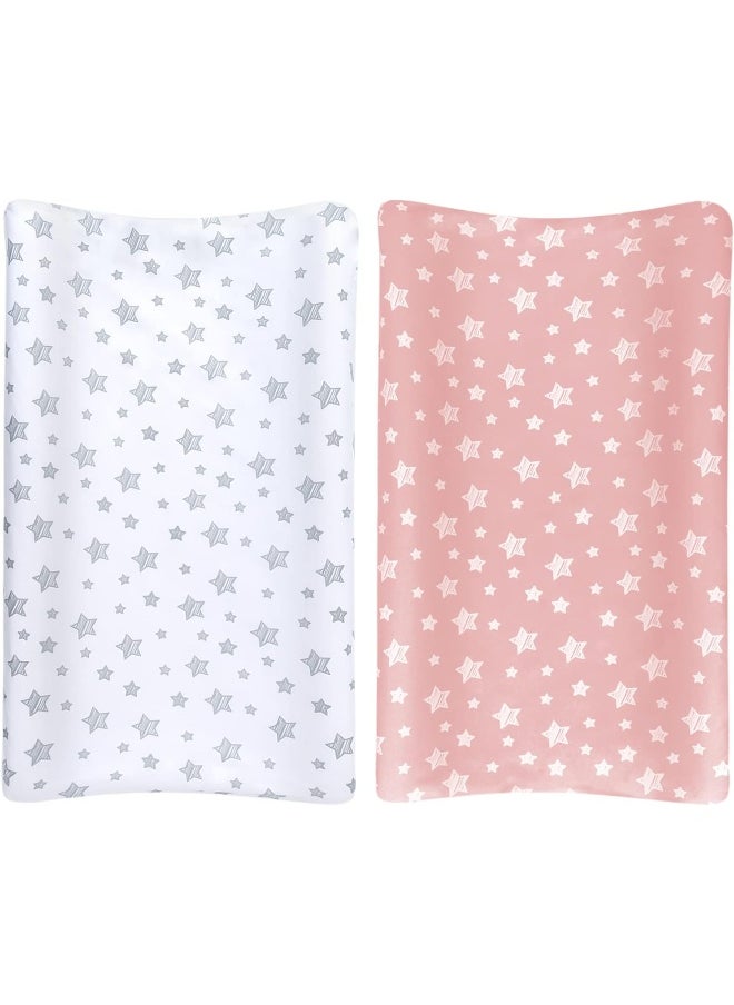 Moonsea Changing Pad Cover for Girls 4 Pack, Lovely Print Soft Unisex Diaper Change Table Sheets, Fit 32