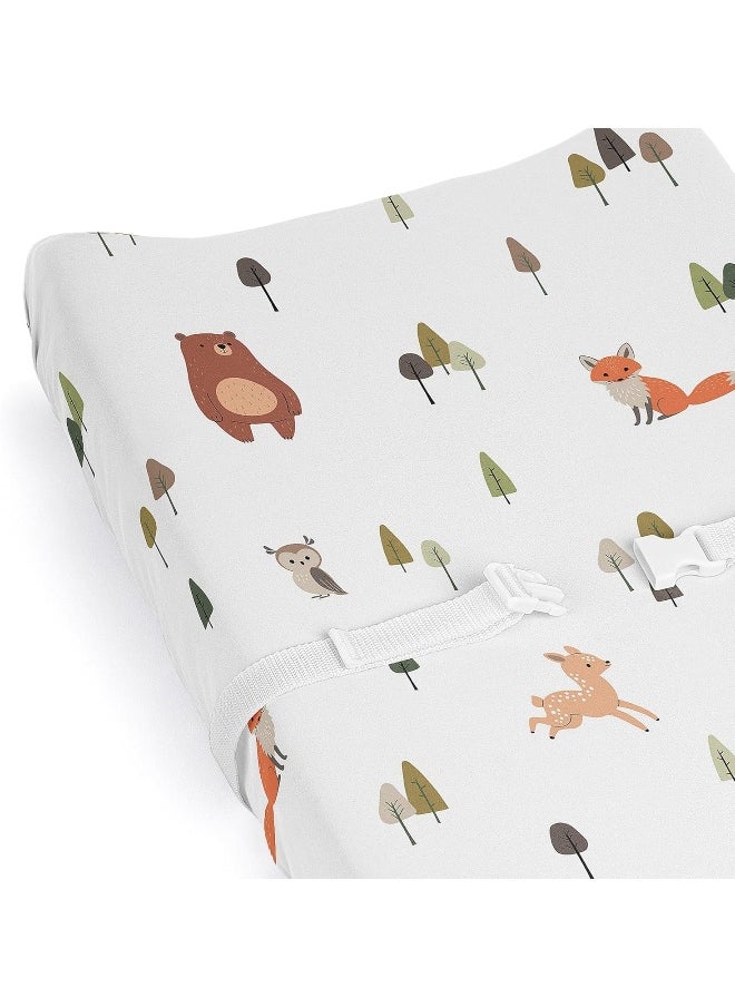 Sweet Jojo Designs Woodland Animals Boy Girl Gender Neutral Unisex Baby Changing Pad Cover Sheet Infant Newborn Diaper Table Change Mat Cover Sage Green Beige Watercolor Forest Animal Brown Bear Fox
