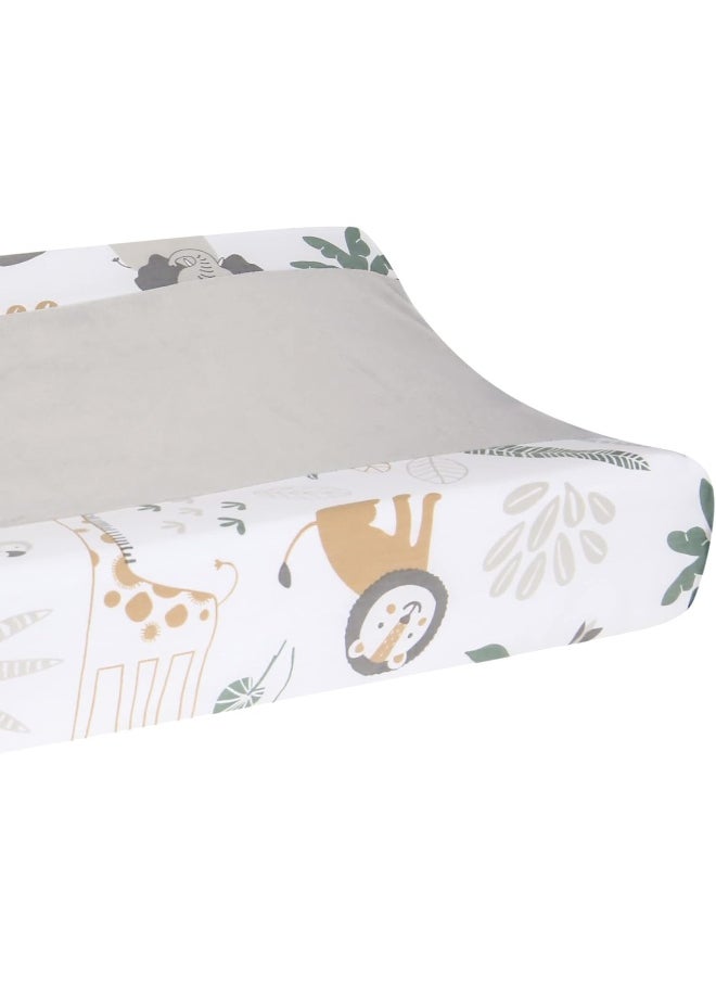 Lambs & Ivy Jungle Friends Soft, Warm & Cozy Safari Changing Pad Cover - Gray