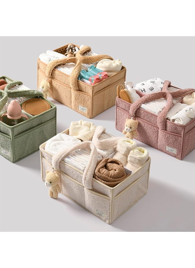 PeraBella Baby Diaper Caddy Organizer for Changing Table, Baby Storage Basket for Diapers and Baby Wipes, Gift for Baby Shower, Car Caddy Organizer, Nursery Diaper Organizer, Portable Diaper Storage