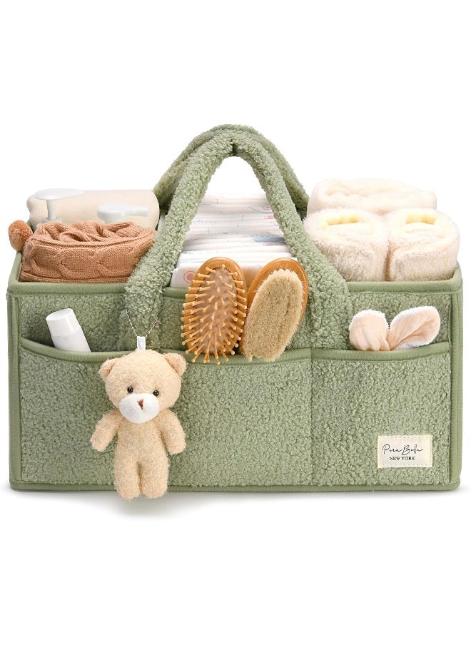 PeraBella Baby Diaper Caddy Organizer for Changing Table, Baby Storage Basket for Diapers and Baby Wipes, Gift for Baby Shower, Car Caddy Organizer, Nursery Diaper Organizer, Portable Diaper Storage