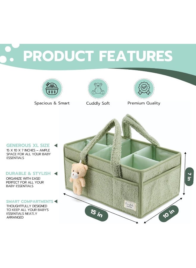 PeraBella Baby Diaper Caddy Organizer for Changing Table, Baby Storage Basket for Diapers and Baby Wipes, Gift for Baby Shower, Car Caddy Organizer, Nursery Diaper Organizer, Portable Diaper Storage