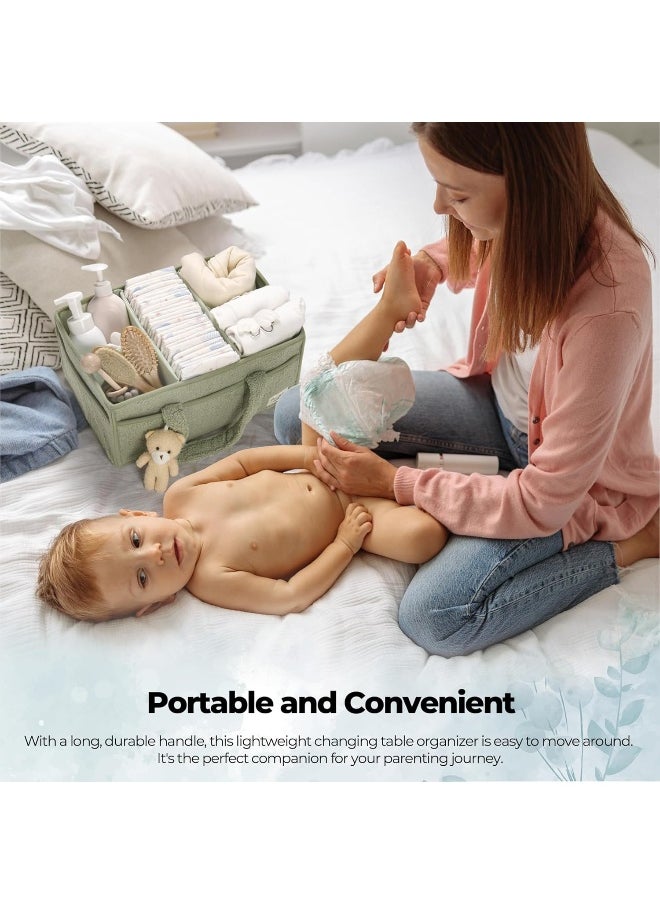 PeraBella Baby Diaper Caddy Organizer for Changing Table, Baby Storage Basket for Diapers and Baby Wipes, Gift for Baby Shower, Car Caddy Organizer, Nursery Diaper Organizer, Portable Diaper Storage