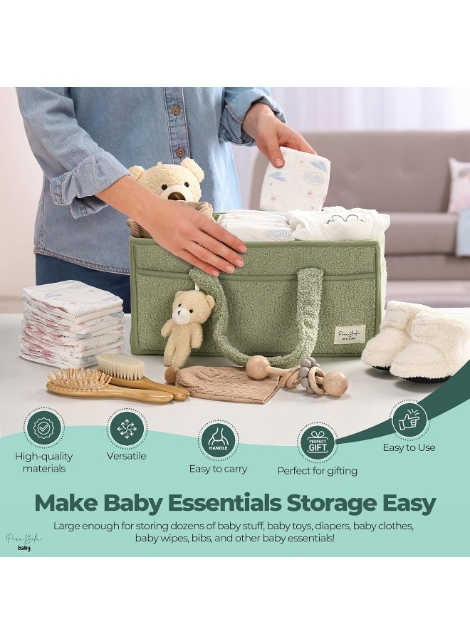 PeraBella Baby Diaper Caddy Organizer for Changing Table, Baby Storage Basket for Diapers and Baby Wipes, Gift for Baby Shower, Car Caddy Organizer, Nursery Diaper Organizer, Portable Diaper Storage