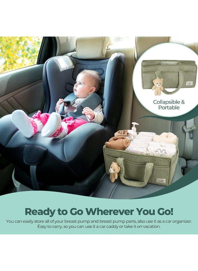 PeraBella Baby Diaper Caddy Organizer for Changing Table, Baby Storage Basket for Diapers and Baby Wipes, Gift for Baby Shower, Car Caddy Organizer, Nursery Diaper Organizer, Portable Diaper Storage
