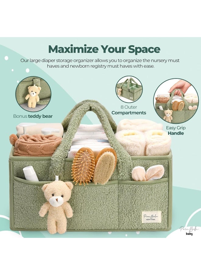 PeraBella Baby Diaper Caddy Organizer for Changing Table, Baby Storage Basket for Diapers and Baby Wipes, Gift for Baby Shower, Car Caddy Organizer, Nursery Diaper Organizer, Portable Diaper Storage