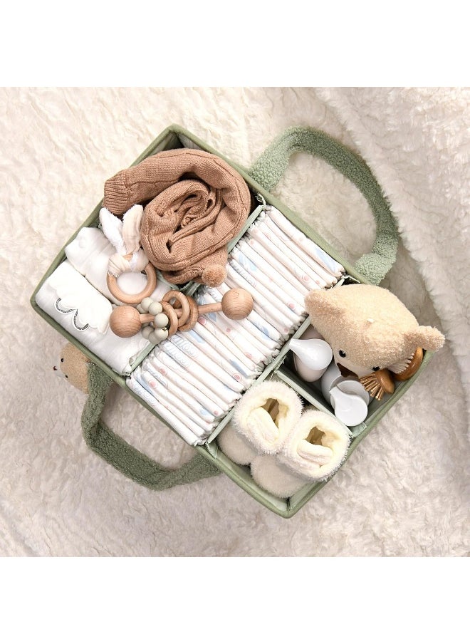 PeraBella Baby Diaper Caddy Organizer for Changing Table, Baby Storage Basket for Diapers and Baby Wipes, Gift for Baby Shower, Car Caddy Organizer, Nursery Diaper Organizer, Portable Diaper Storage