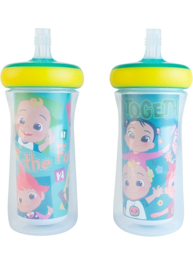 The First Years Cocomelon Insulated Straw Cups - Silicone Straw Cups for Toddlers - Kids Water Bottles Ages 24 Months and Up - 2 Count