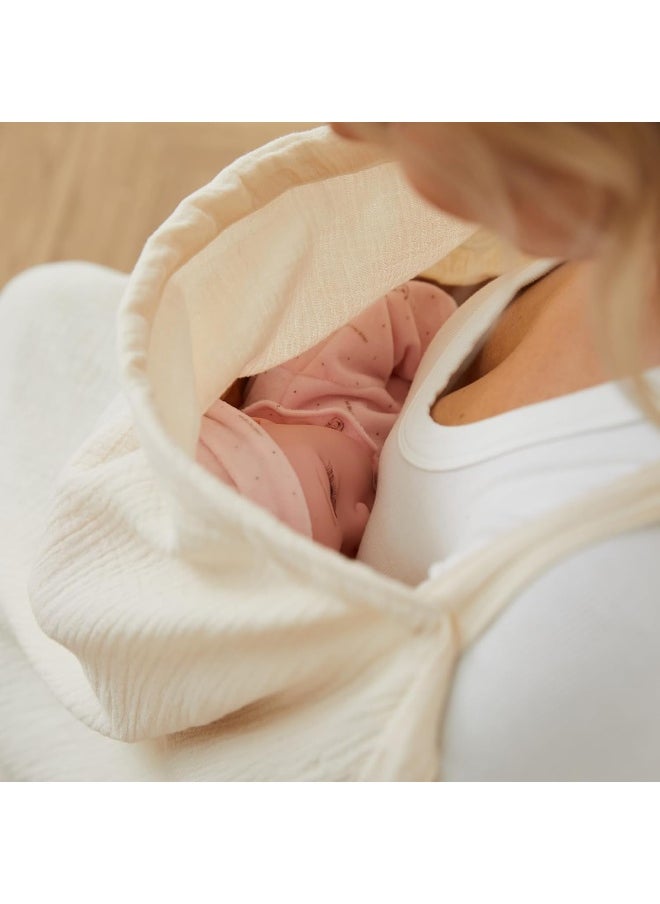 PPOGOO Muslin Nursing Cover for Baby Breastfeeding, Breathable Privacy Nursing Covers for Mom 100% Cotton Breastfeeding Cover with Rigid Hoop for Mother Nursing Apron (Beige)