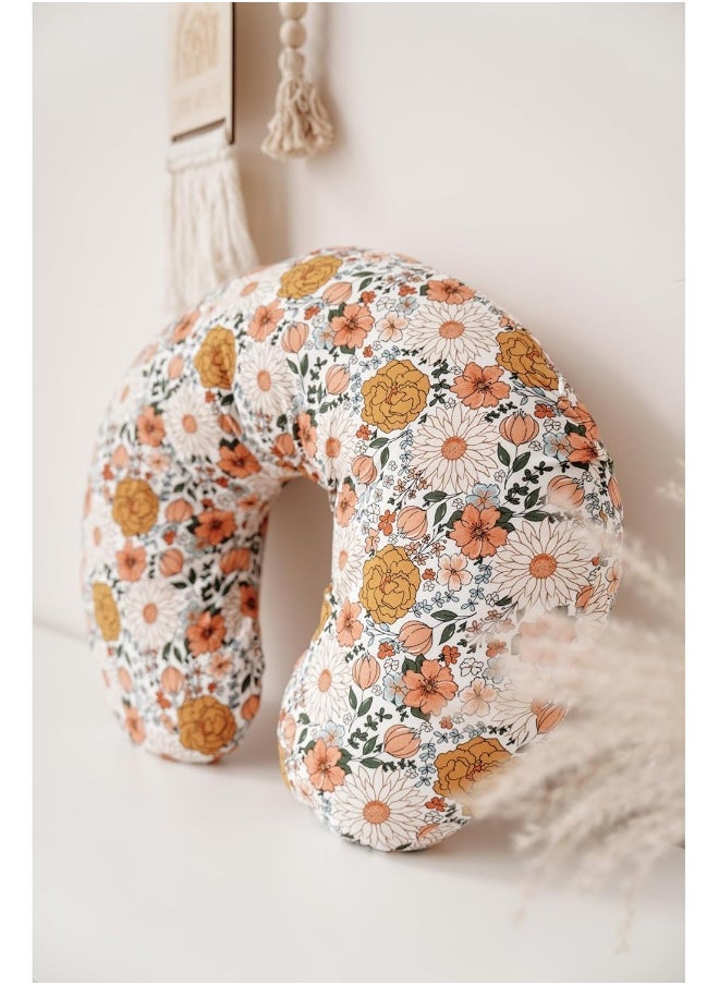 Konssy 2 Pack Nursing Pillow Covers, Stretchy and Soft Nursing Cover for Breastfeeding Pillows, Pillow Slipcover for Baby Girls Boys Newborn (Beige, Floral)