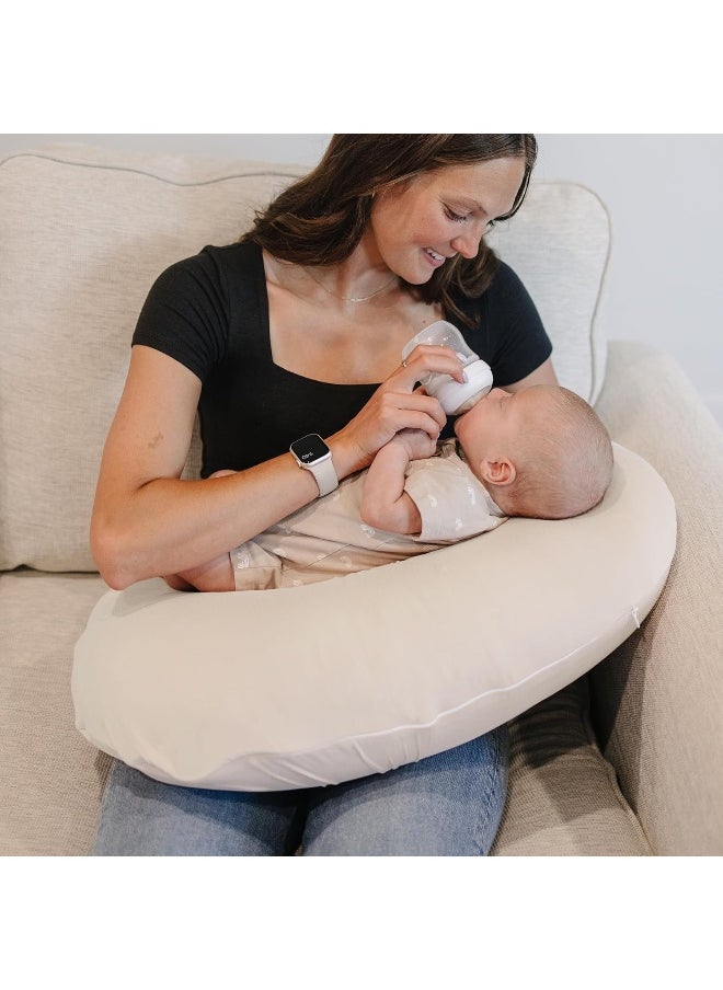 Konssy 2 Pack Nursing Pillow Covers, Stretchy and Soft Nursing Cover for Breastfeeding Pillows, Pillow Slipcover for Baby Girls Boys Newborn (Beige, Floral)