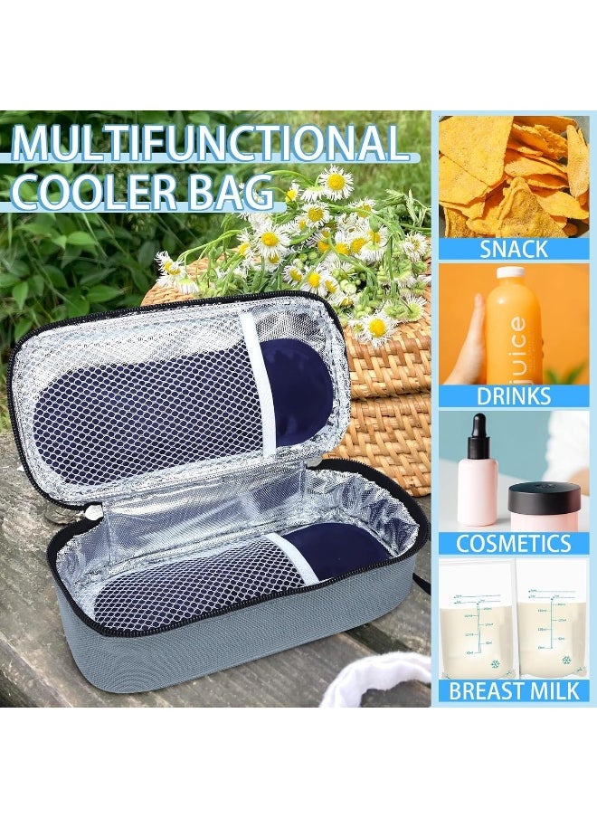 ISUSSER Breastmilk Cooler Bag with Ice Pack, Portable Insulated Breast Milk Storage Cooler Bag, Small Stylish Breastmilk Storage Bag Cooler with Wrist Strap (Grey)