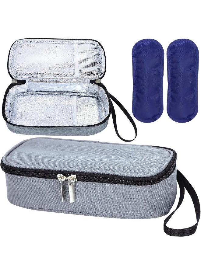 ISUSSER Breastmilk Cooler Bag with Ice Pack, Portable Insulated Breast Milk Storage Cooler Bag, Small Stylish Breastmilk Storage Bag Cooler with Wrist Strap (Grey)