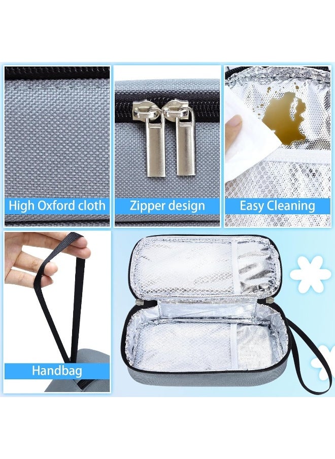 ISUSSER Breastmilk Cooler Bag with Ice Pack, Portable Insulated Breast Milk Storage Cooler Bag, Small Stylish Breastmilk Storage Bag Cooler with Wrist Strap (Grey)