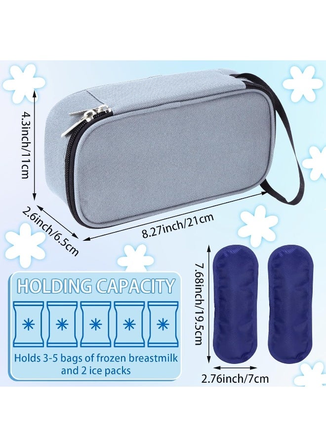 ISUSSER Breastmilk Cooler Bag with Ice Pack, Portable Insulated Breast Milk Storage Cooler Bag, Small Stylish Breastmilk Storage Bag Cooler with Wrist Strap (Grey)