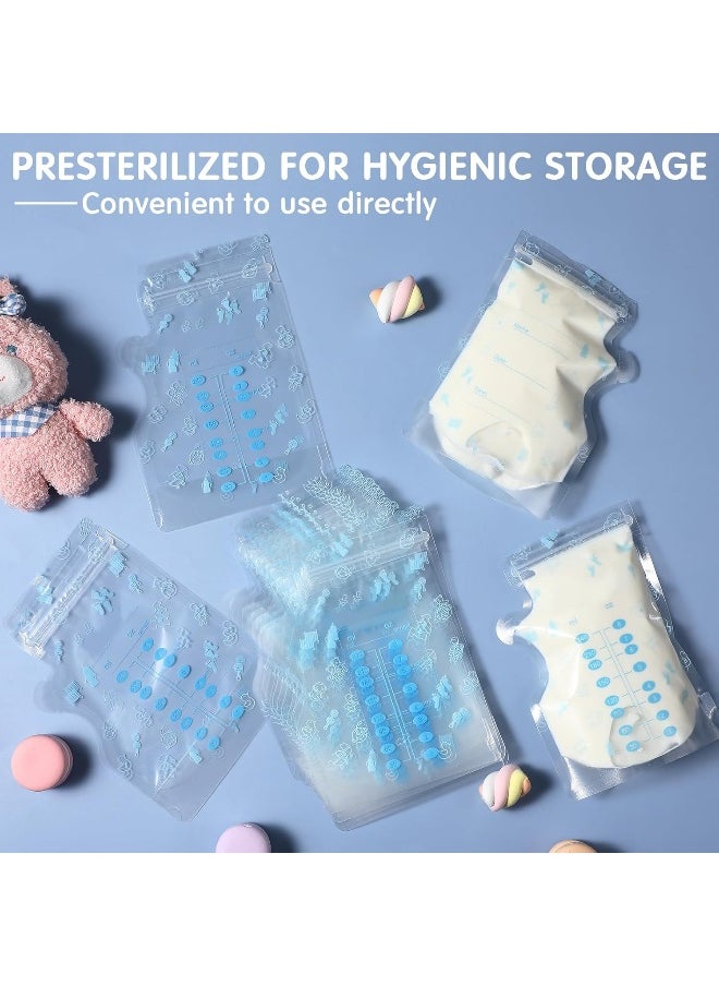Sherr 500 Pcs Breastmilk Storage Bags 8 oz Breast Milk Storing Bags Self Standing Milk Storage Bags for Breastfeeding Leak Proof Double Zippered Seal Spout and Thickened Design Breastmilk Storing Bags