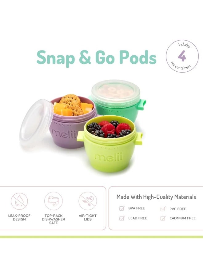 melii Snap & Go Baby Food Storage Containers with lids, Snack Containers, Freezer Safe, 4 oz - 4 Pack, Earth Tones