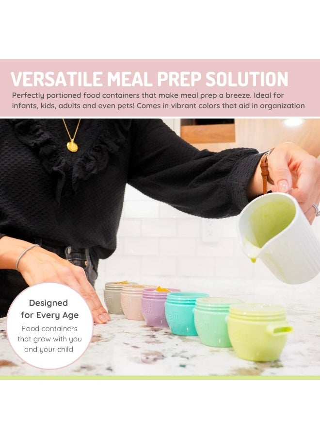 melii Snap & Go Baby Food Storage Containers with lids, Snack Containers, Freezer Safe, 4 oz - 4 Pack, Earth Tones