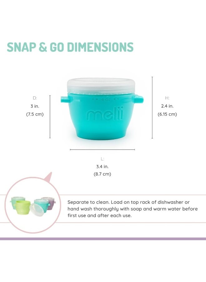 melii Snap & Go Baby Food Storage Containers with lids, Snack Containers, Freezer Safe, 4 oz - 4 Pack, Earth Tones