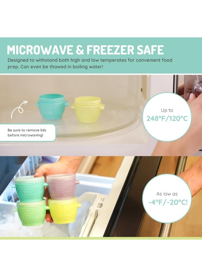 melii Snap & Go Baby Food Storage Containers with lids, Snack Containers, Freezer Safe, 4 oz - 4 Pack, Earth Tones