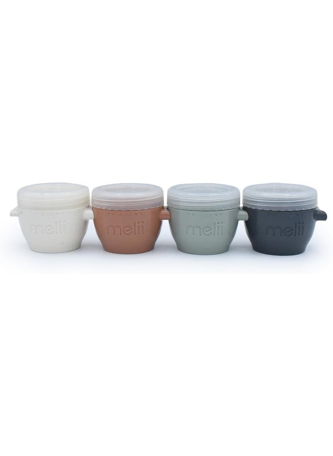 melii Snap & Go Baby Food Storage Containers with lids, Snack Containers, Freezer Safe, 4 oz - 4 Pack, Earth Tones