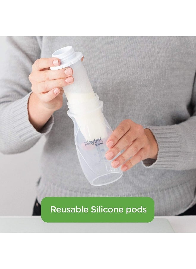 Playtex Baby Nurser Reusable Silicone PODS, Breastmilk Storage & Air-Free Feeding, 6 Oz, 6 Count