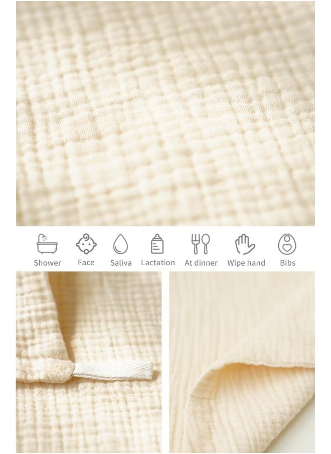 Konssy 6 Pack Baby Muslin Washcloths for Unisex 100% Cotton Wash Cloth Set for Baby Face Body Comfy and Soft for Newborn Infants Kids Girls and Boys