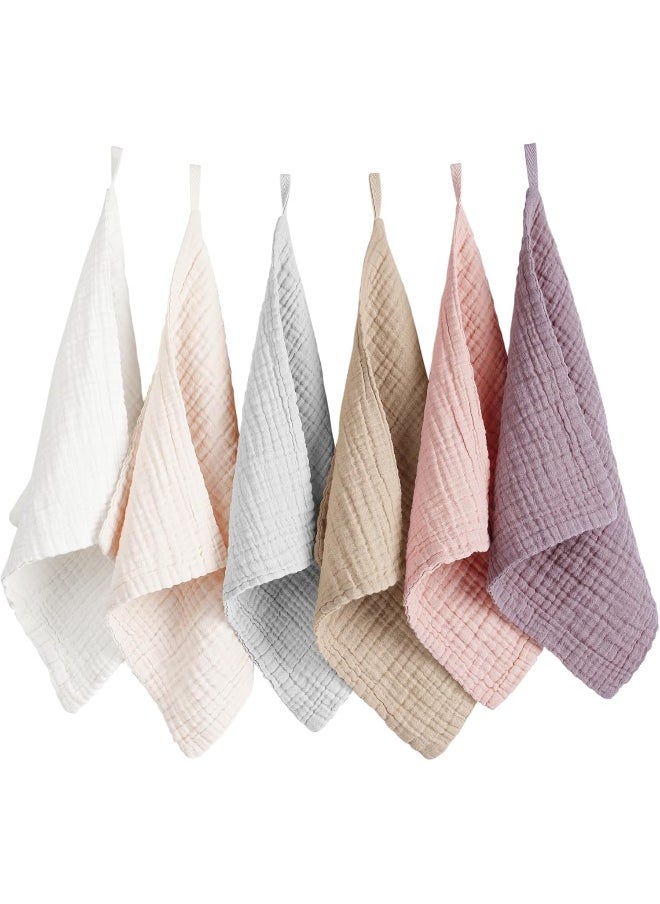 Konssy 6 Pack Baby Muslin Washcloths for Unisex 100% Cotton Wash Cloth Set for Baby Face Body Comfy and Soft for Newborn Infants Kids Girls and Boys