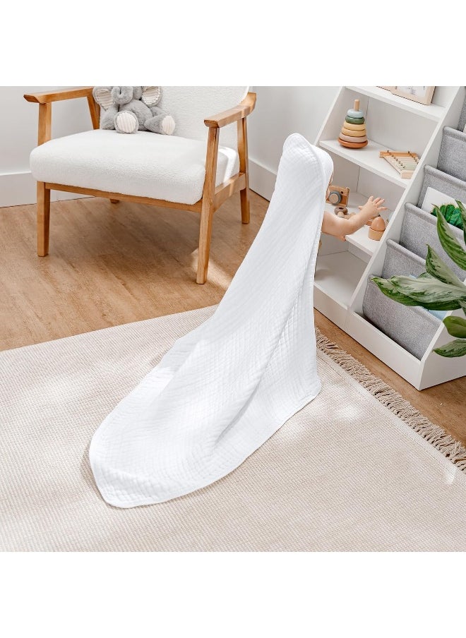 Comfy Cubs Baby Hooded 9 Layer Muslin Cotton Towel for Kids, Large 32” x 32”, Ultra Soft, Warm, and Absorbent. Baby Essentials Bath Towels, Cute Unisex Cover for Girls and Boys (Pack of 1, White)