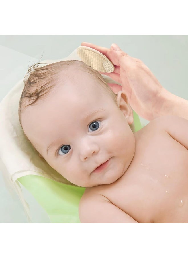 PandaEar Baby Cradle Cap Brush, Silicone Baby Bath Brush Massage Brush Set for Dry Skin, Cradle Cap, and Eczema, 4 Pack (Blue)