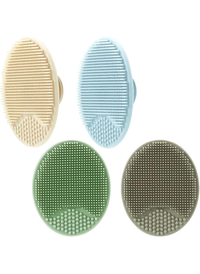 PandaEar Baby Cradle Cap Brush, Silicone Baby Bath Brush Massage Brush Set for Dry Skin, Cradle Cap, and Eczema, 4 Pack (Blue)