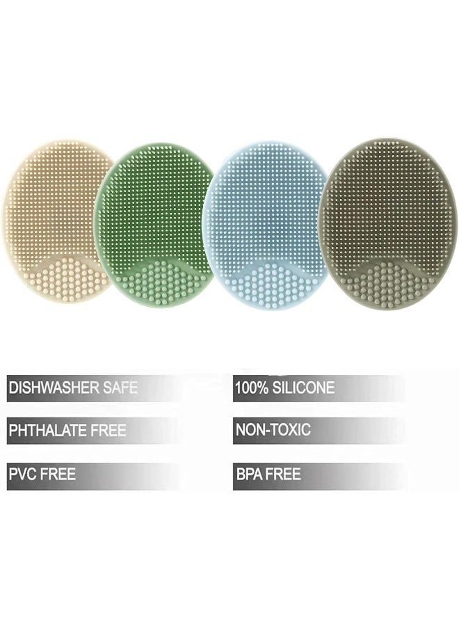 PandaEar Baby Cradle Cap Brush, Silicone Baby Bath Brush Massage Brush Set for Dry Skin, Cradle Cap, and Eczema, 4 Pack (Blue)