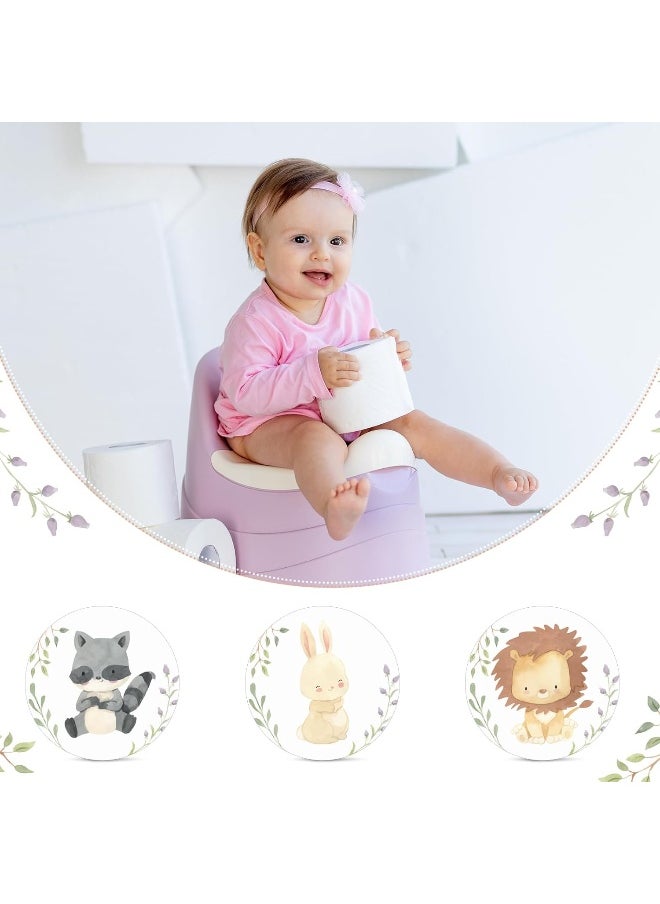 Geyee 24 Pcs Potty Training Stickers Potty Stickers Reusable Potty Training Reveal Stickers Potty Training Seat Stickers Color Changing Sticker Toilet Targets for Potty Training (Woodland Animal)