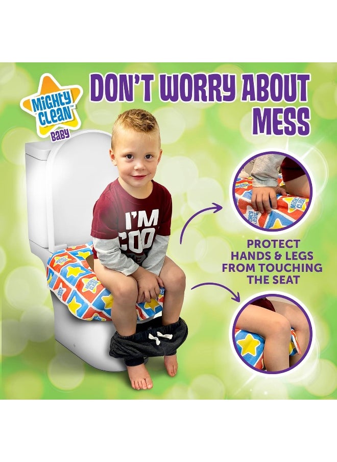 Mighty Clean Baby Disposable Toilet Seat Covers, 48 Waterproof Potty Covers for Toddlers, Kids and Adults, 4 Packs of 12 Large Covers