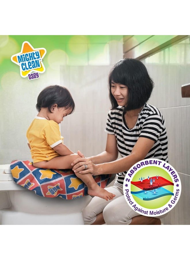 Mighty Clean Baby Disposable Toilet Seat Covers, 48 Waterproof Potty Covers for Toddlers, Kids and Adults, 4 Packs of 12 Large Covers