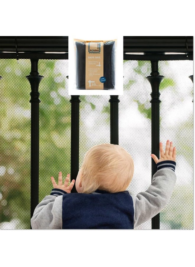 Roving Cove Stair Banister Guard 10ft x 3ft, Railing Safety Net for Baby Proofing, Child Safety Gate Cover, Balcony Mesh Netting