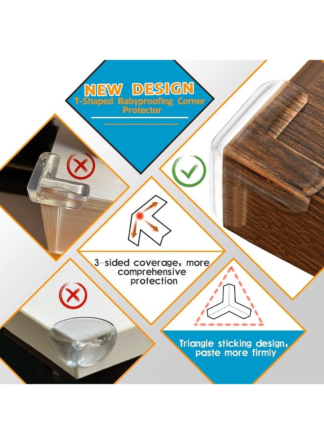 Gudui Corner Protectors, Baby Proofing, 16 Pack Clear Corner Guards Table Corner Protector, Baby Safety Corner Bumpers Covers, Furniture & Sharp Corner Baby Proofing, T-Shaped