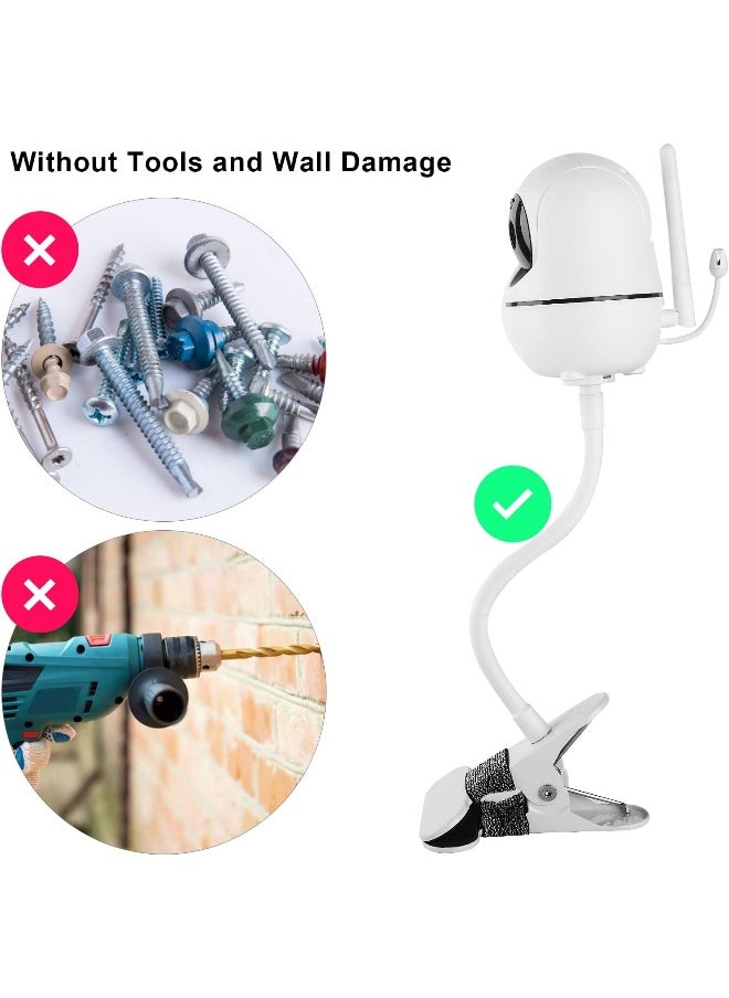 iTODOS Flexible Baby Monitor Mount Compatible with HelloBaby HB65/HB6550/HB6558/HB66/HB248, ANMEATE SM935E/SM650 Baby Monitor, Baby Camera Mount, Baby Monitor Clip Mount Without Tools or Wall Damage