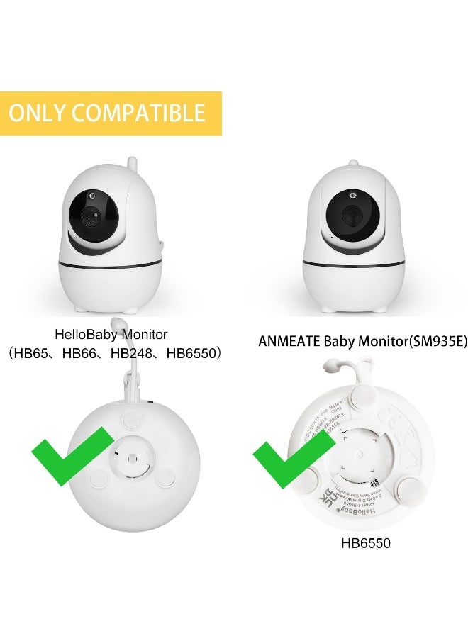 iTODOS Flexible Baby Monitor Mount Compatible with HelloBaby HB65/HB6550/HB6558/HB66/HB248, ANMEATE SM935E/SM650 Baby Monitor, Baby Camera Mount, Baby Monitor Clip Mount Without Tools or Wall Damage
