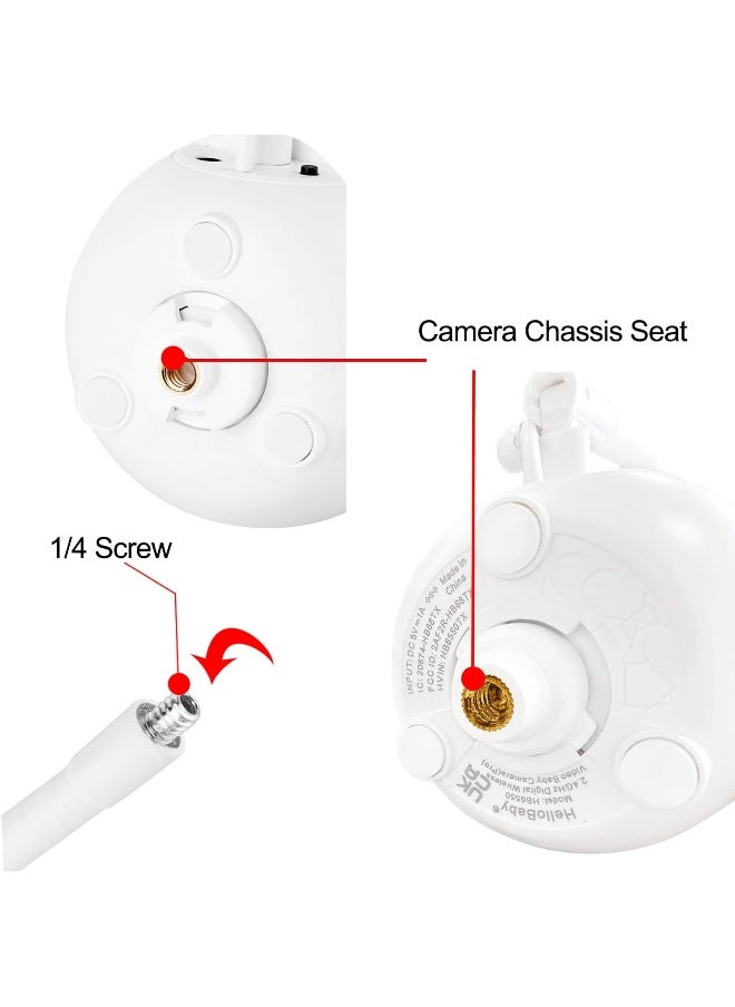 iTODOS Flexible Baby Monitor Mount Compatible with HelloBaby HB65/HB6550/HB6558/HB66/HB248, ANMEATE SM935E/SM650 Baby Monitor, Baby Camera Mount, Baby Monitor Clip Mount Without Tools or Wall Damage