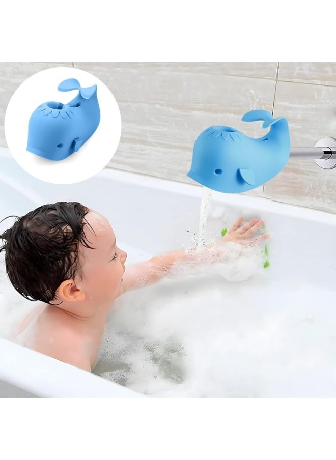 PandaEar Bath Spout Cover, Baby Bathtub Faucet Cover, Baby Shower Protector Cover for Kids Toddlers, Universal Fit - Whale (Blue)